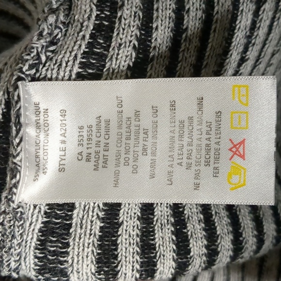 ALISON SHERI* faux belt y2k long sleeve ribbed striped grey/black round neck - Picture 8 of 12